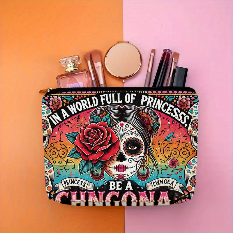 Women Accessories Box - A Flower and skull cosmetic bag