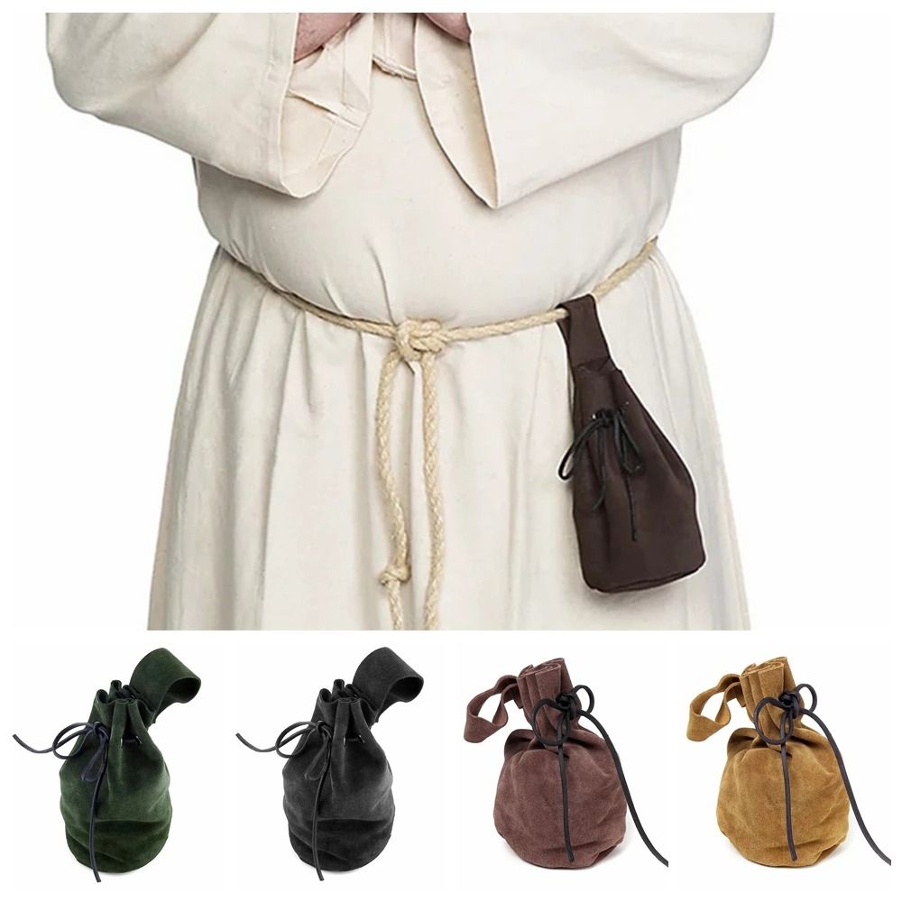Women Electronic Accessories - Costume Accessories Leather Drawstring Bag Medieval
