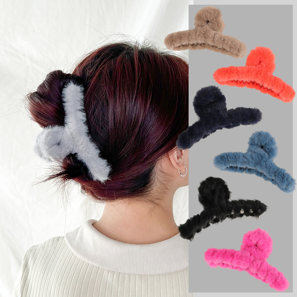 Winter Plush Hair Claw Elegant - Women'S Winter Accessories Set 评论和价格