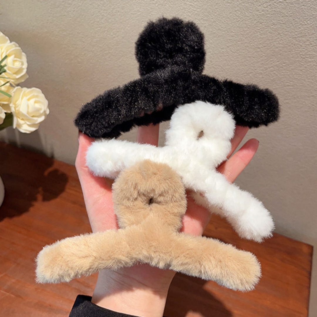 Winter Plush Hair Claw Elegant - Women'S Winter Accessories Set 评论和价格