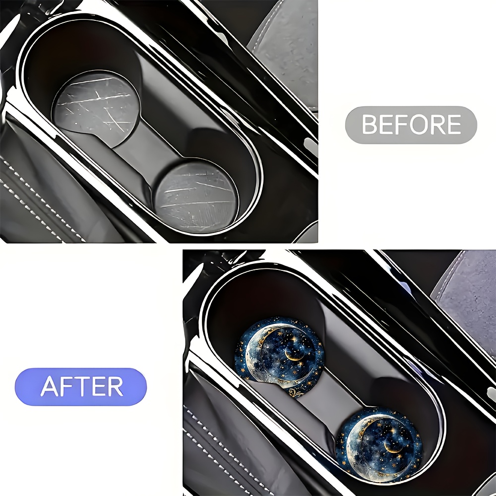 2pcs Starry Night Moon Car Cup - Women Accessories Box 评论和价格