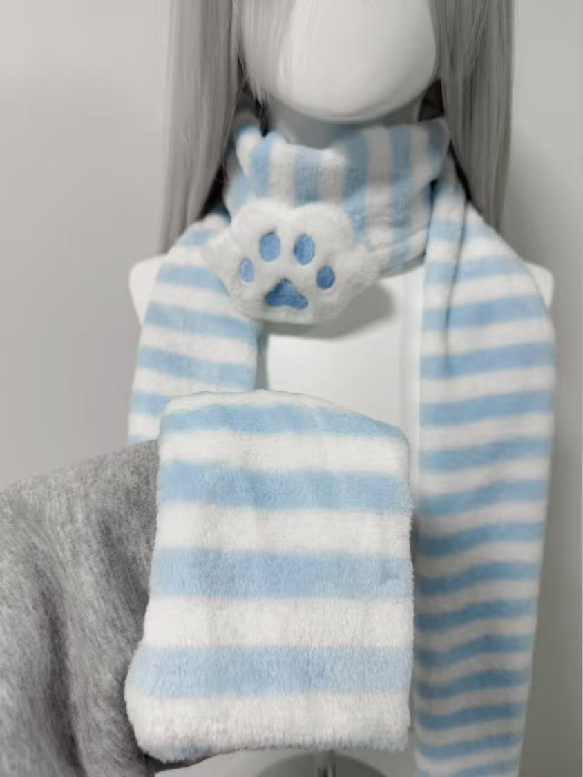 Kawaii Kniied Scarf Cat Paw De - Women'S Winter Accessories Set 评论和价格