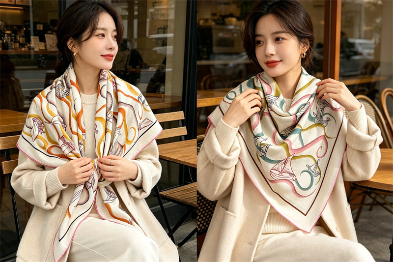 Double Faced 135CM Scarf Luxur - Women'S Winter Accessories Set 评论和价格