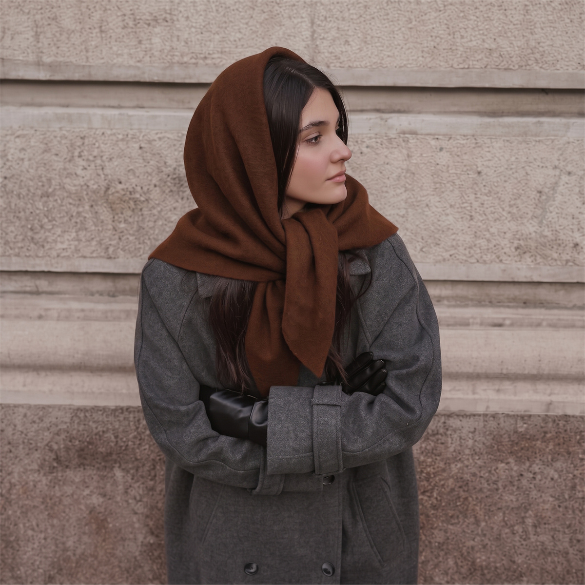Warm Knit Triangle Wrap Shawl  - Women'S Winter Accessories Set 评论和价格