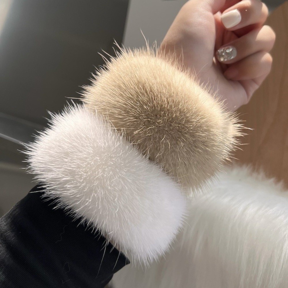 Creative Cute Mink Fur Cuffs W - Women'S Winter Accessories Set 评论和价格