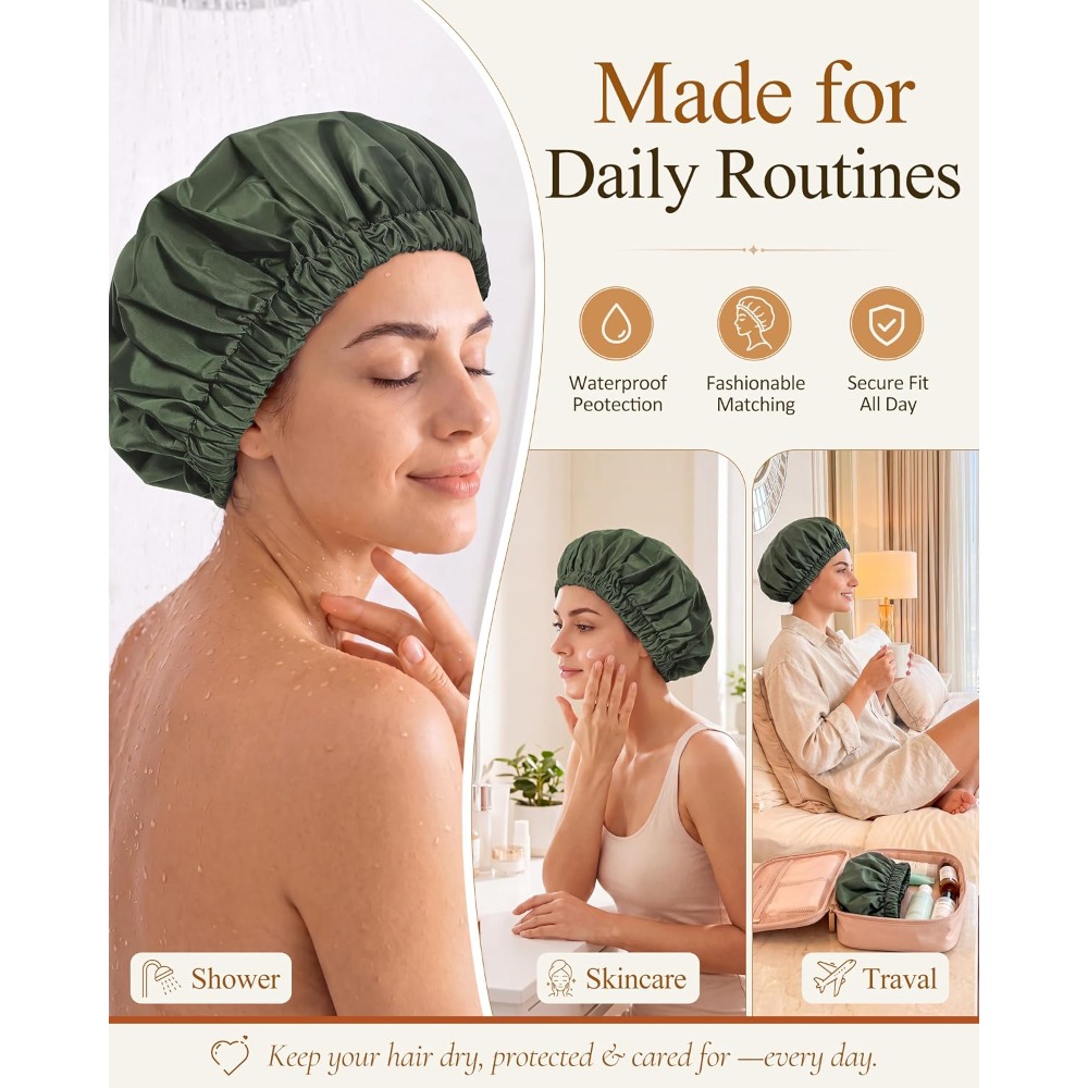 Reusable Waterproof Shower Cap - Women Accessories Images 评论和价格