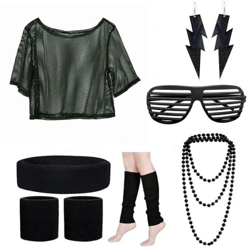 80s Hippie Disco Outfit Set Ne - Women'S Ear Accessories 评论和价格