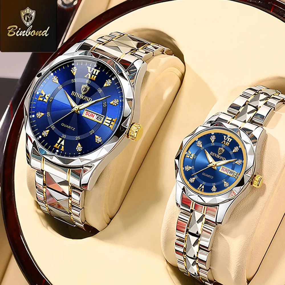 BINBOND 2pcs/Set Couple Watche - Women Accessories Display 评论和价格