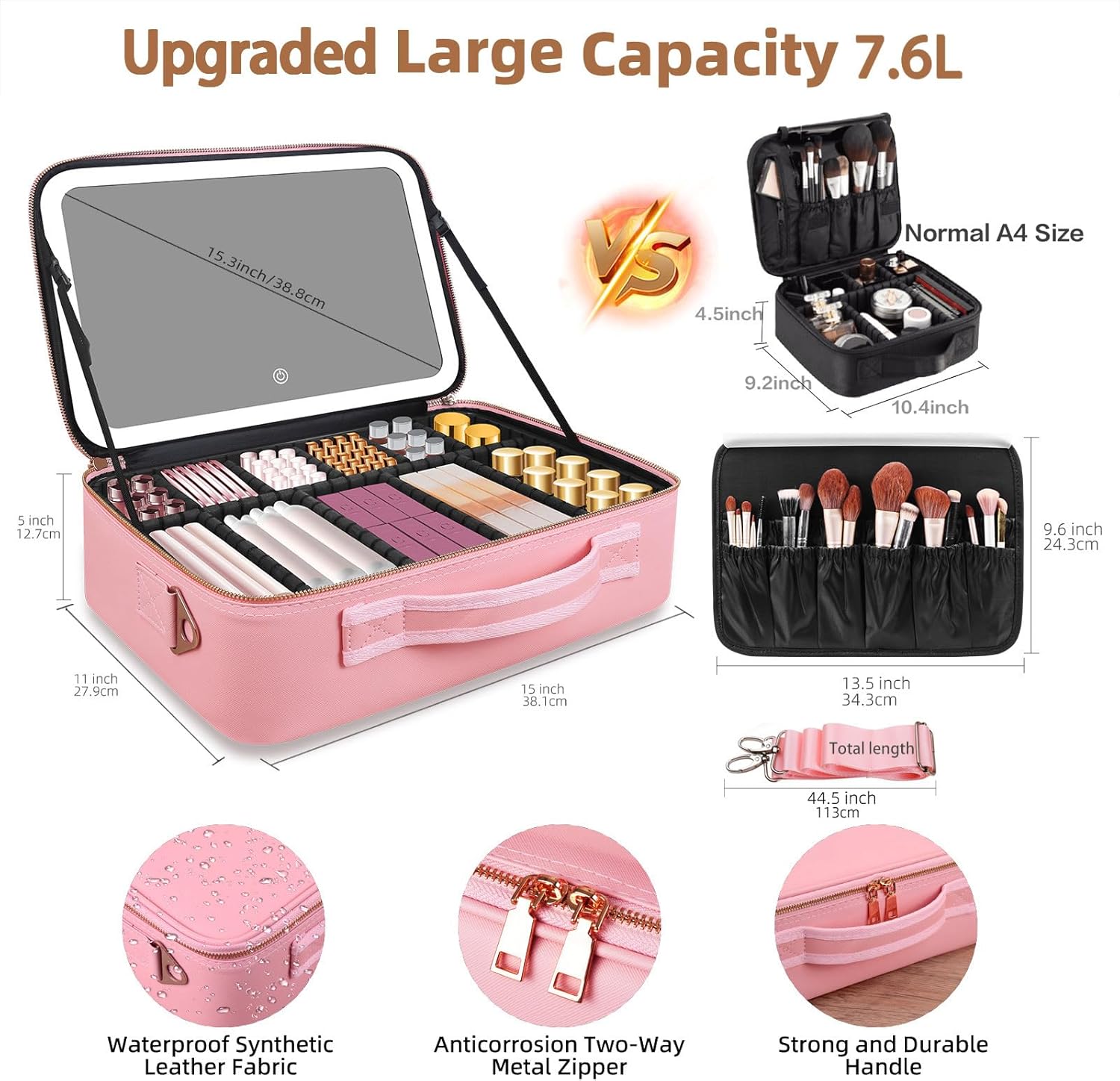 Large Capacity Makeup Bag 15'' - Women Accessories Box 评论和价格